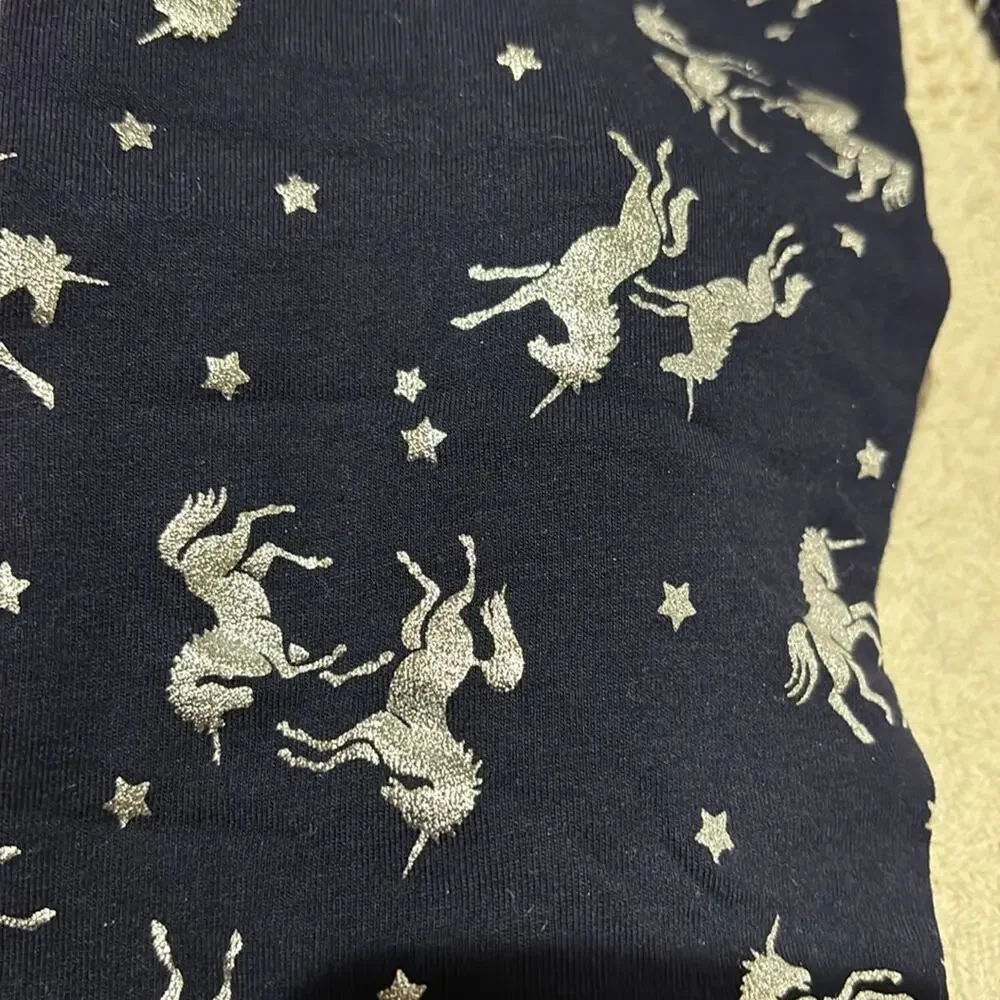 Gap S 6/7 navy blue silver unicorn leggings nwt perfect cotton spandex stretchy